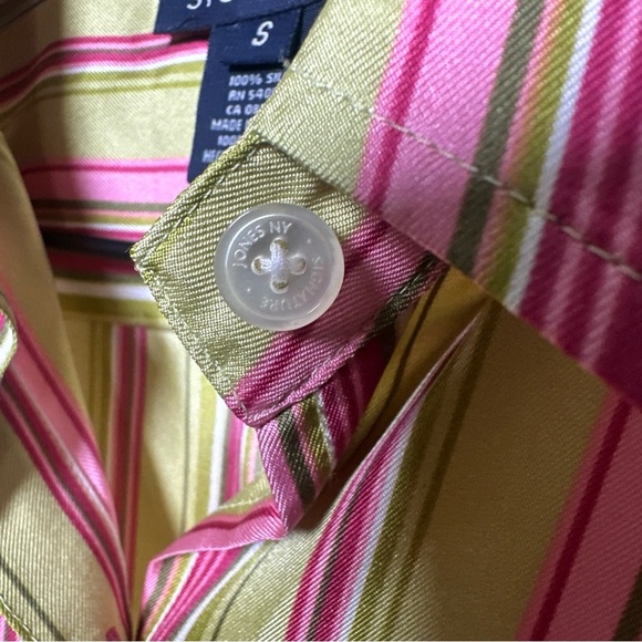 Jones New York Signature Multicolor Striped 100% Silk Size Small Office Preppy - Picture 6 of 14